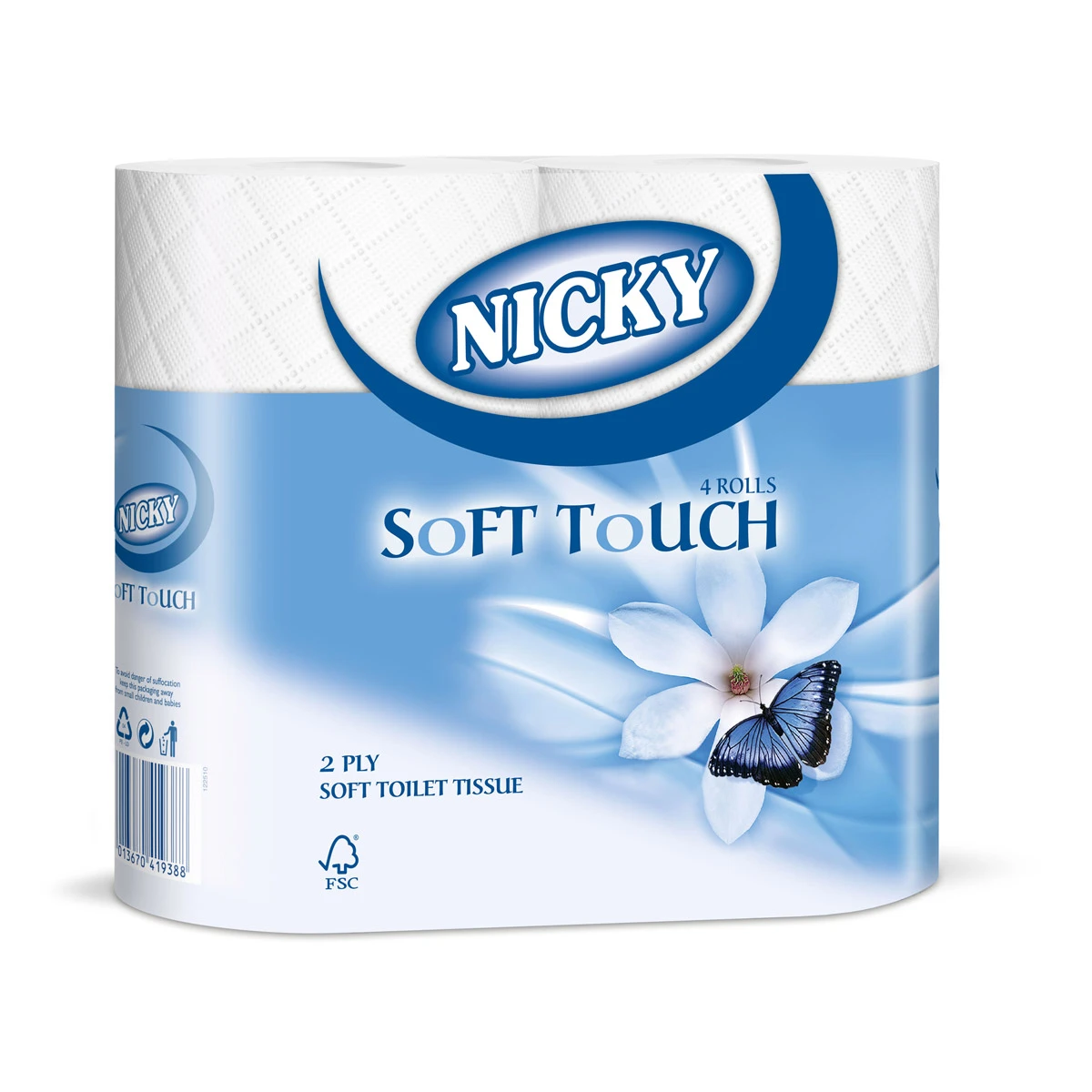  Nicky Soft Touch 2Ply Toilet Tissue White 