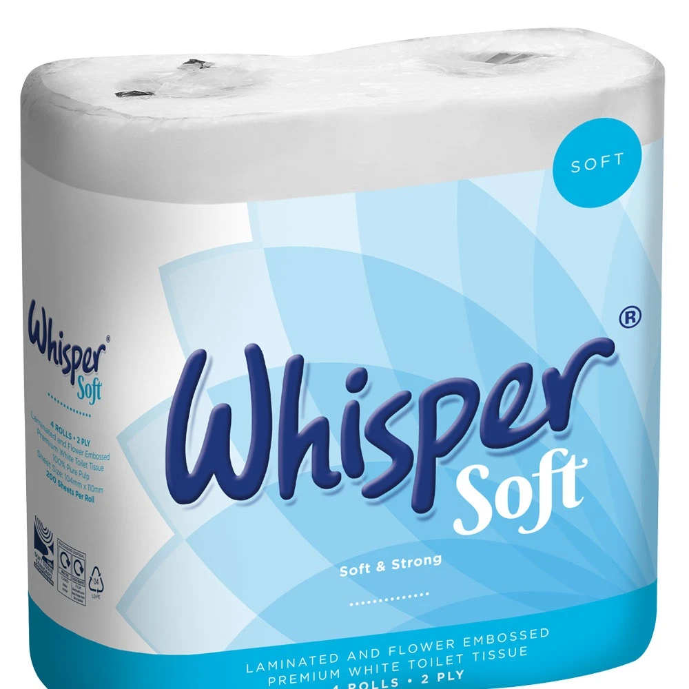 Whisper Soft 2Ply Toilet Tissue White 200 Sheets