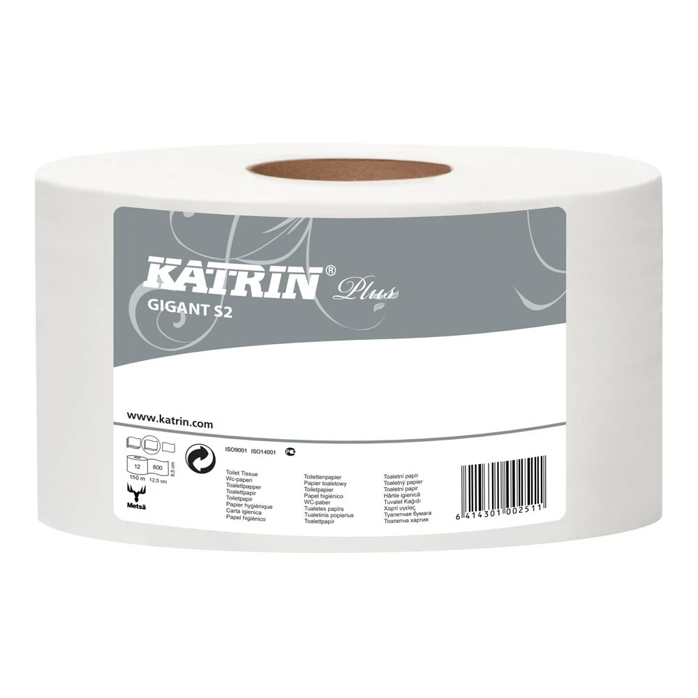 Katrin 62080 Plus Gigant Mini Jumbo Toilet Roll 150m White 2ply