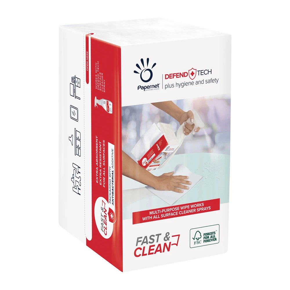 Papernet Defend Tech Fast &amp; Clean Dry Wipes 2 Ply White