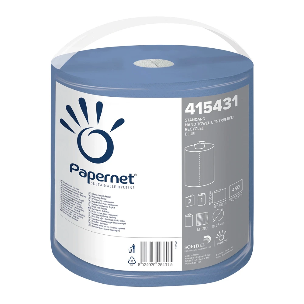  Papernet 415431 Centrefeed 2 Ply Tissue 135 M Blue