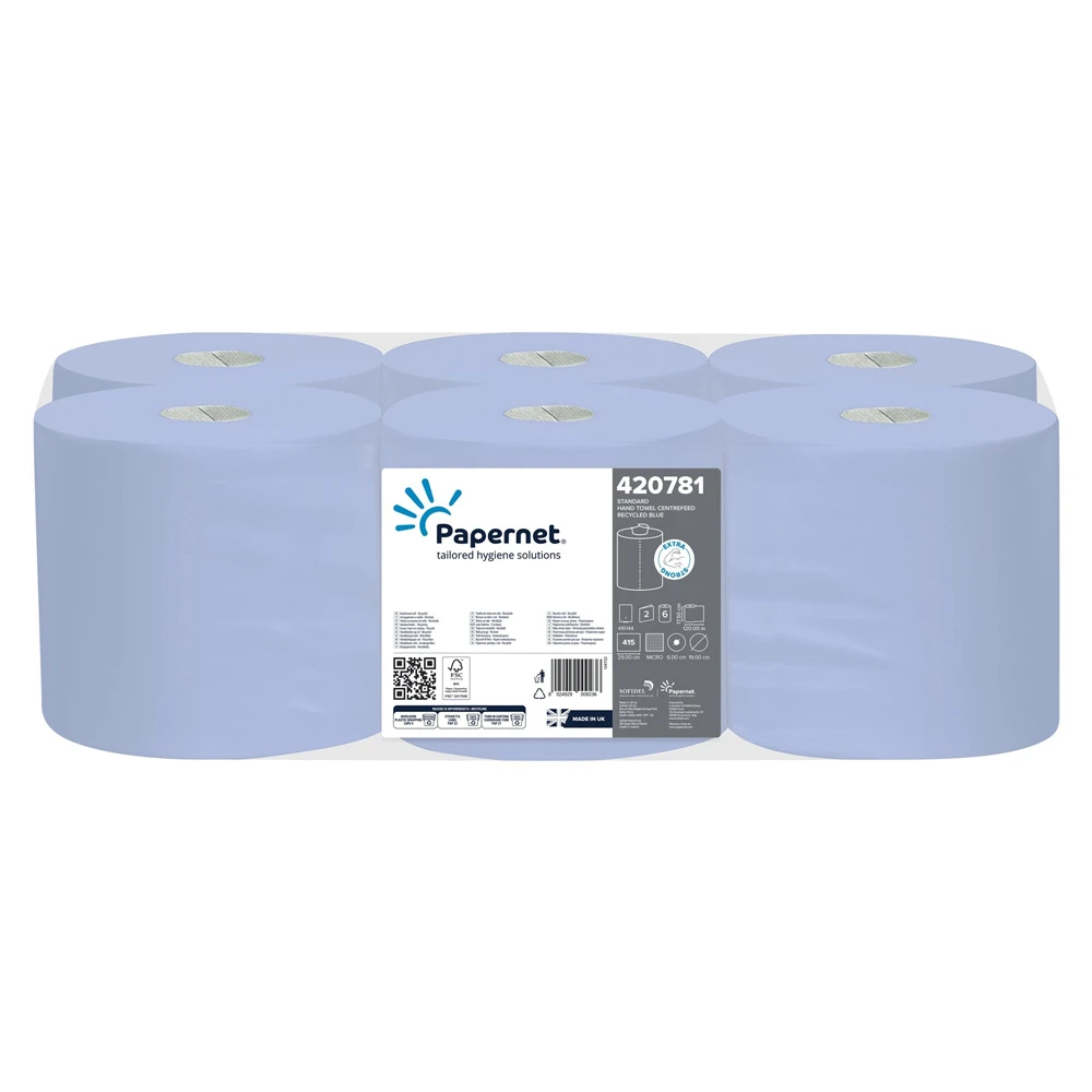  Papernet 421483 Centrefeed 2 Ply Tissue 120 M Blue