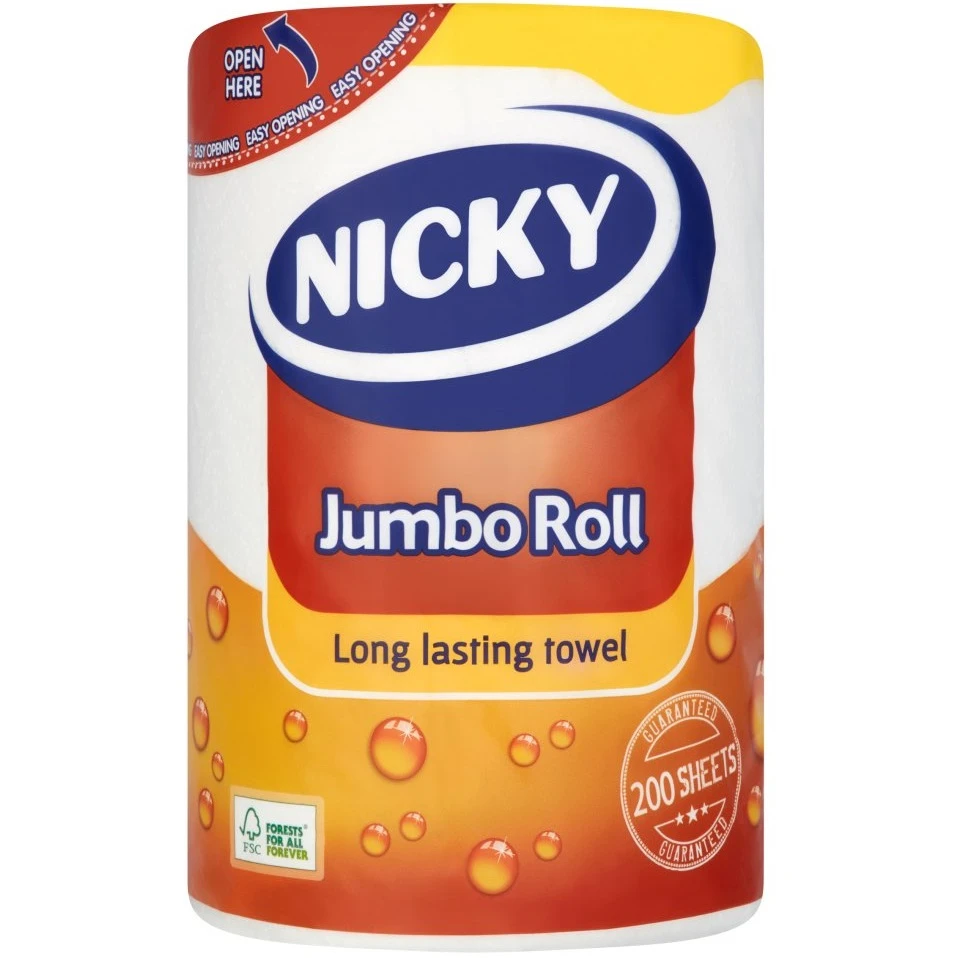  Nicky Jumbo Kitchen Towels 2 Ply White 