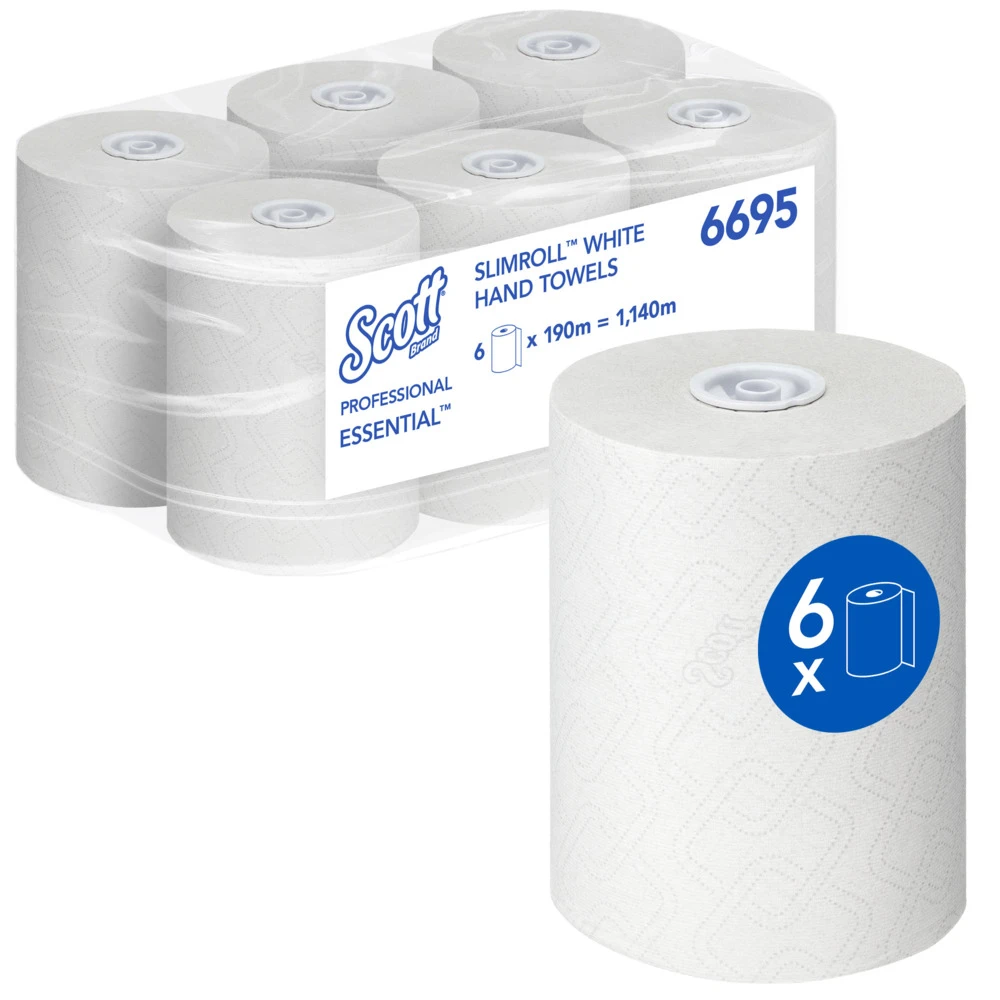 Scott 6695 Essential Slimroll Rolled Hand Paper Towel White