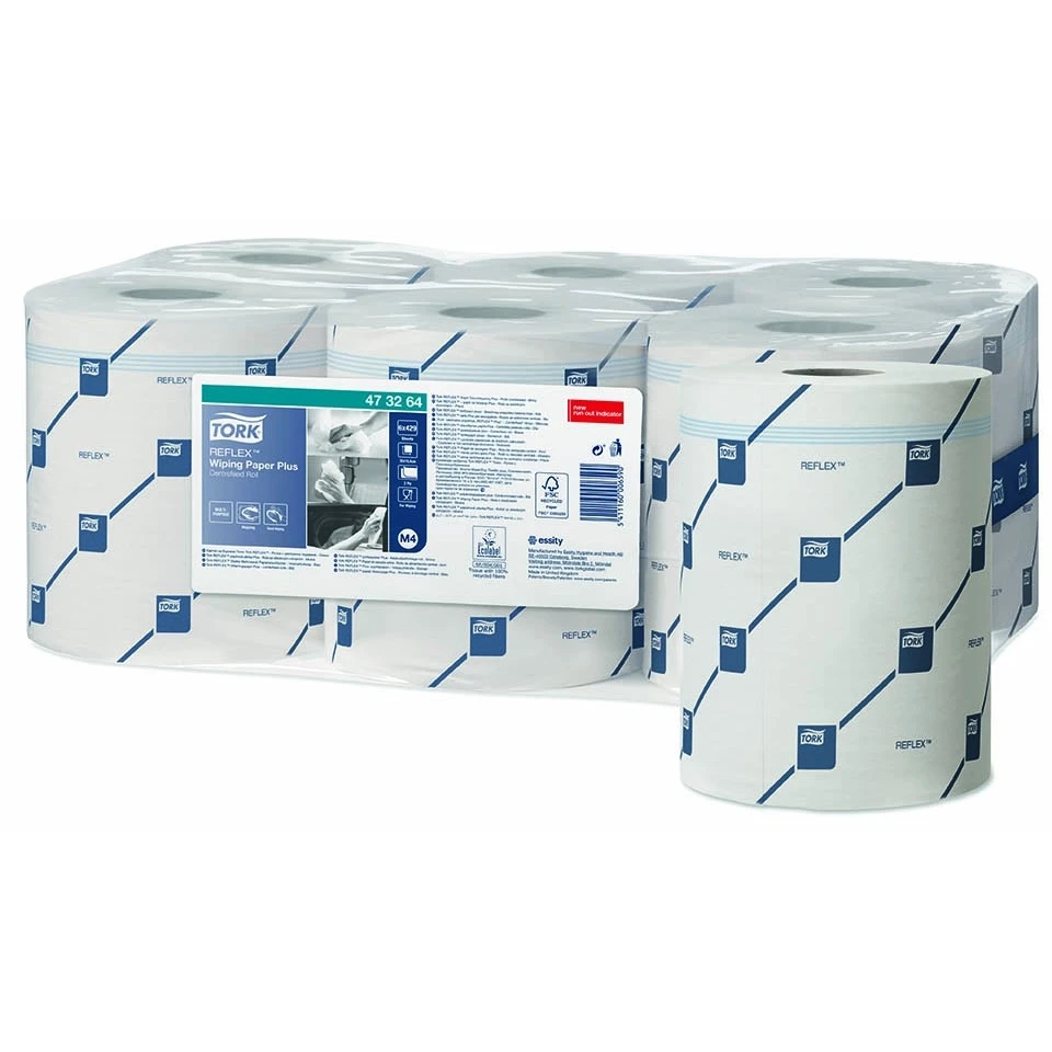 Tork 473264 Reflex Wiping Paper Plus White 