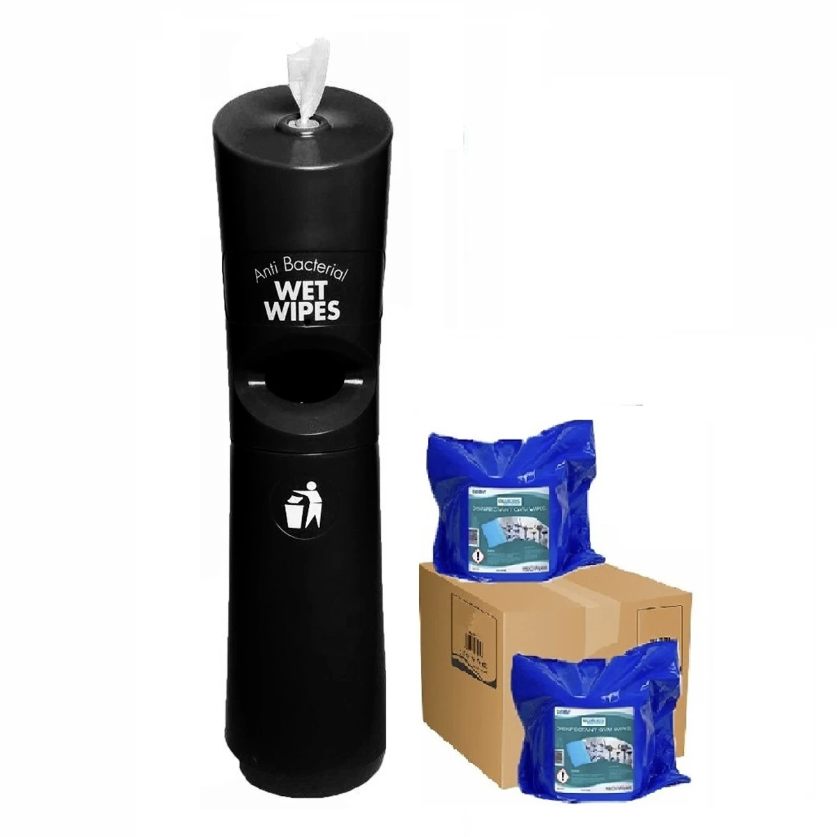  Freestanding Wet Wipe Dispenser Starter Kit Black