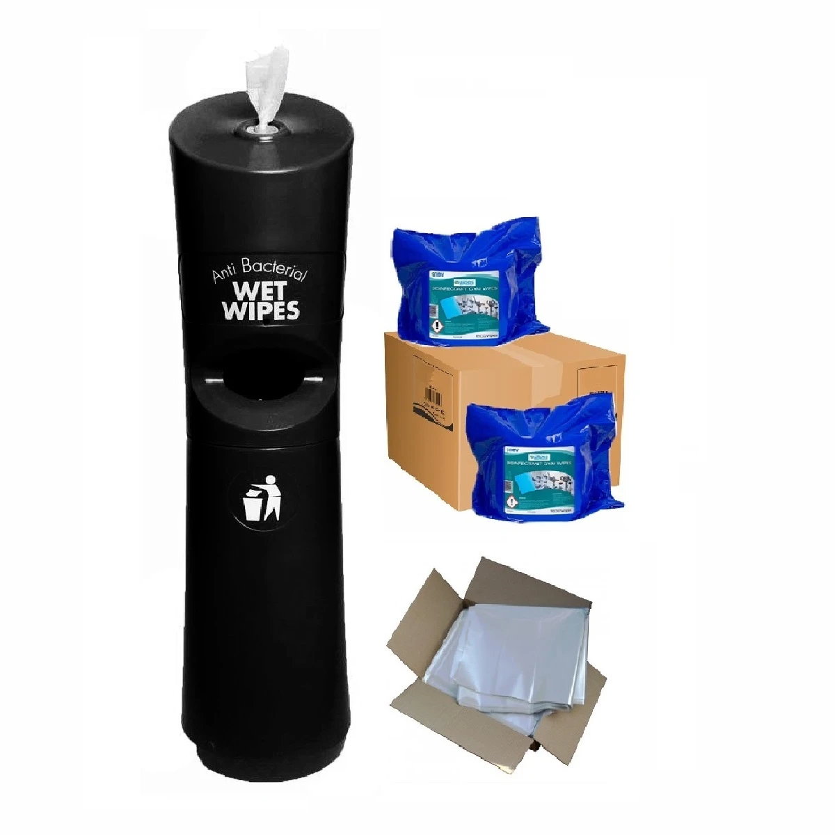  Freestanding Wet Wipe Dispenser Ready To Wipe Pack Kit Black