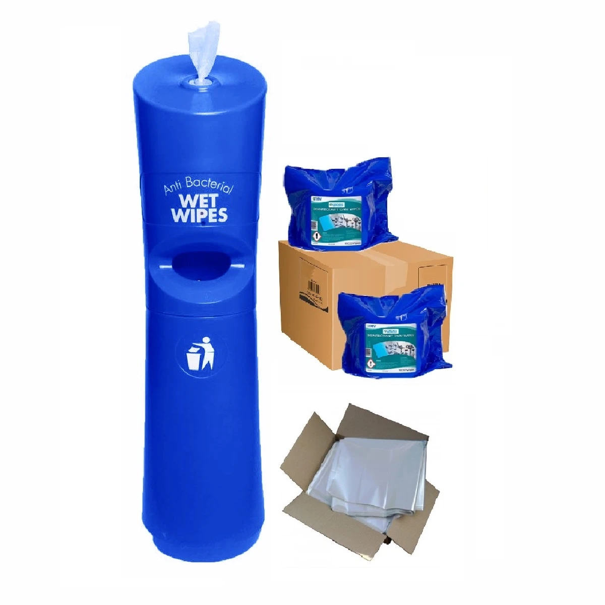  Freestanding Wet Wipe Dispenser Ready To Wipe Pack Kit Blue