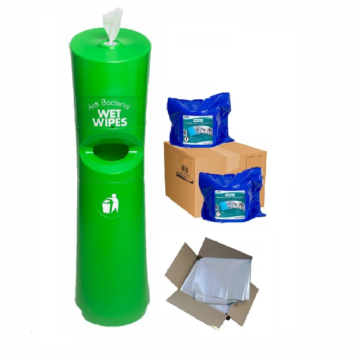  Freestanding Wet Wipe Dispenser Ready To Wipe Pack Kit Green