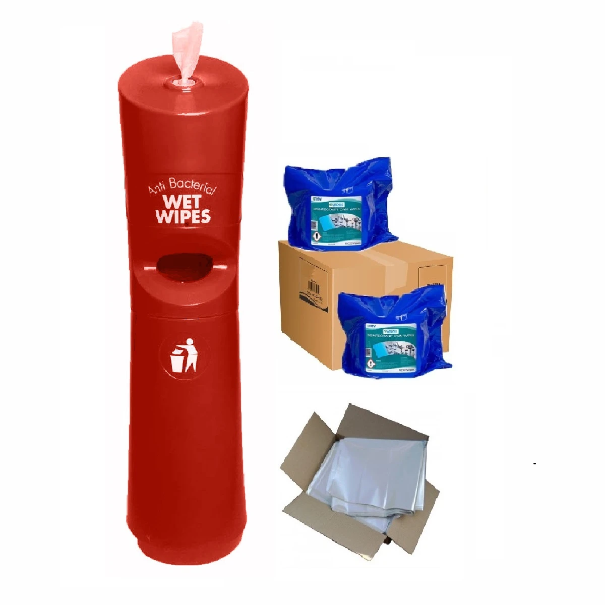  Freestanding Wet Wipe Dispenser Ready To Wipe Pack Kit Red