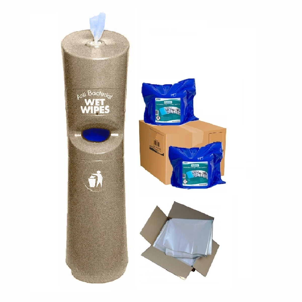  Freestanding Wet Wipe Dispenser Ready To Wipe Pack Kit Sandstone