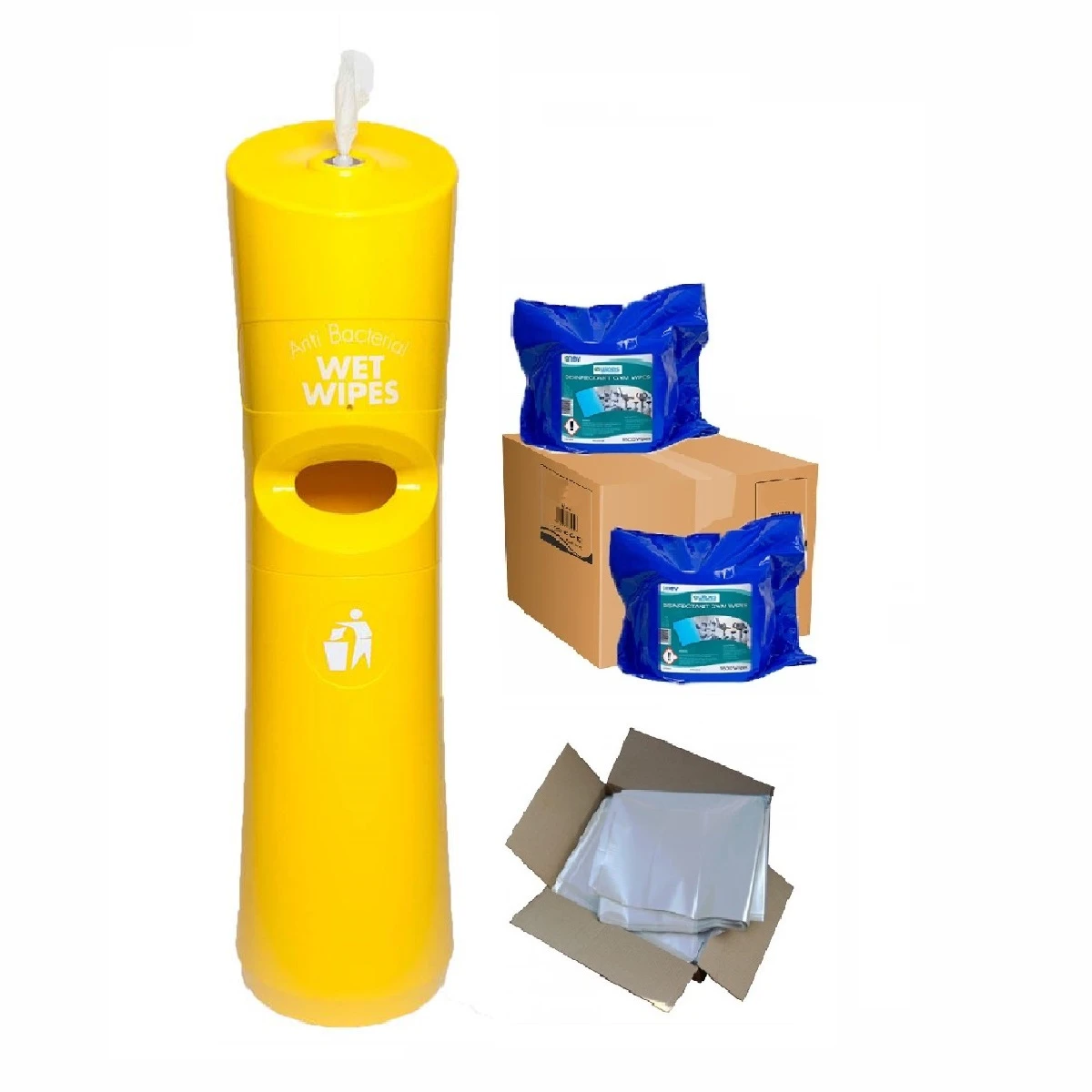 Freestanding Wet Wipe Dispenser Ready To Wipe Pack Kit Yellow