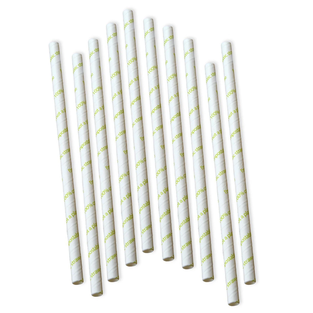  JanSan Biodegradable Kraft Paper Straws 197mm White