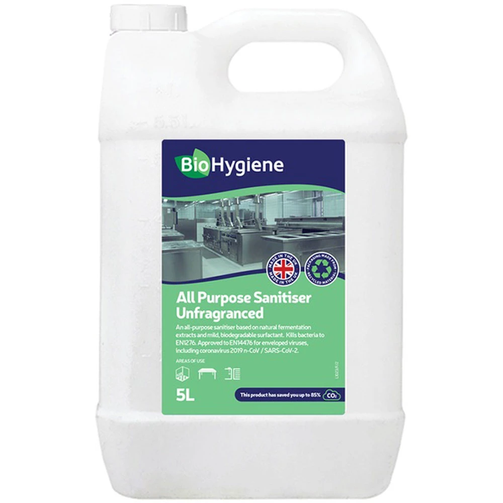 BioHygiene All Purpose Sanitiser Unfragranced Concentrated 5L