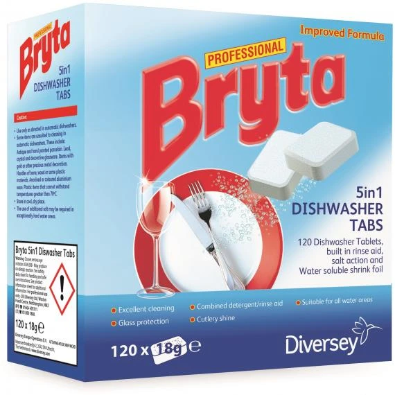  Diversey Bryta Professional Dishwasher 5 in 1 Tablets