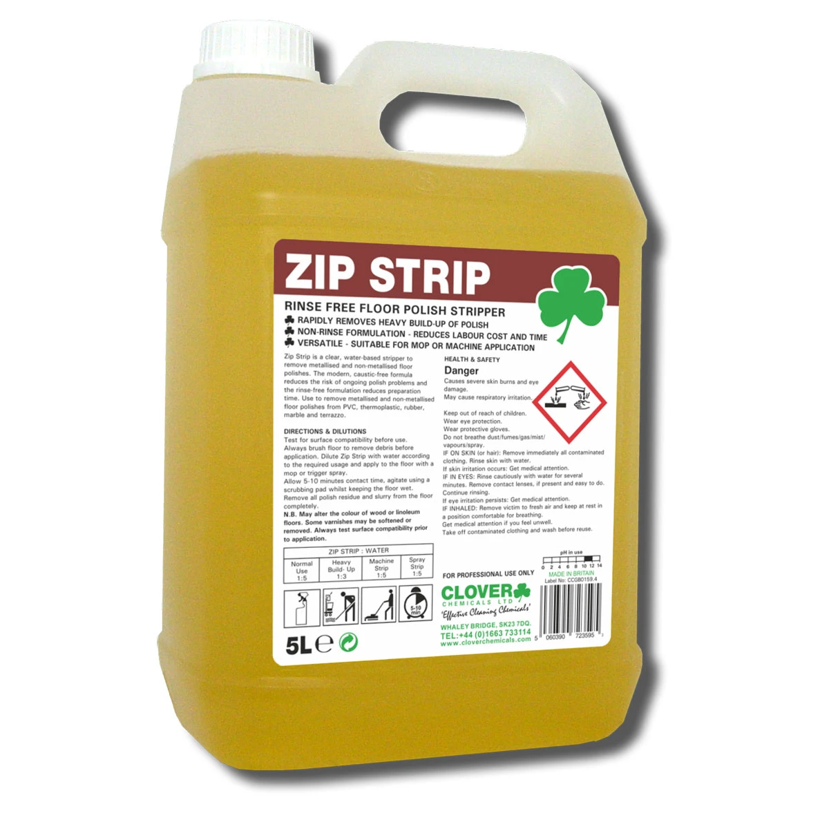  Clover Zip Strip Rinse-Free Floor Stripper 