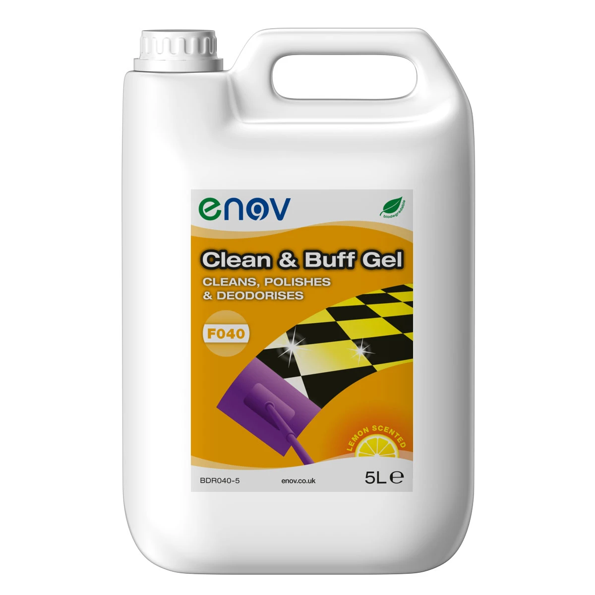 Enov F040 Clean & Buff Lemon Floor Gel Cleans, Polishes & Deodorises