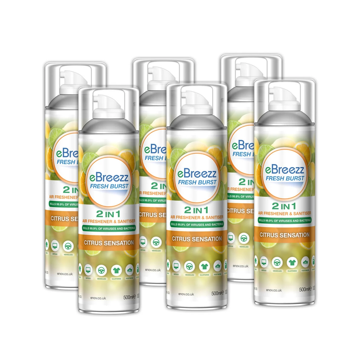 eBreezz Fresh Burst Citrus Sensation 2 in 1 Air Freshener & Sanitiser