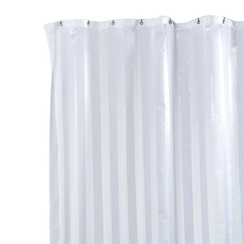 JanSan Satin Strip Shower Curtain White 