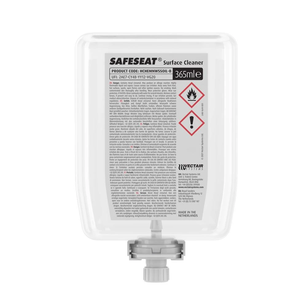  Vectair Safeseat Surface Sanitising Cleaner Fluid Cartridge 365 mL