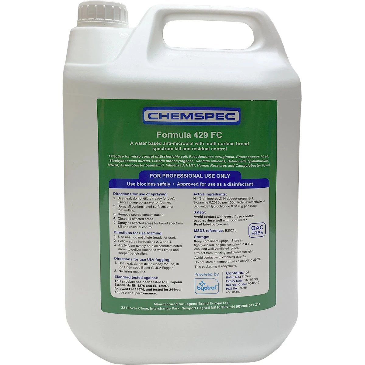  Chemspec Formula 429 FC Antimicrobial 5 Litre