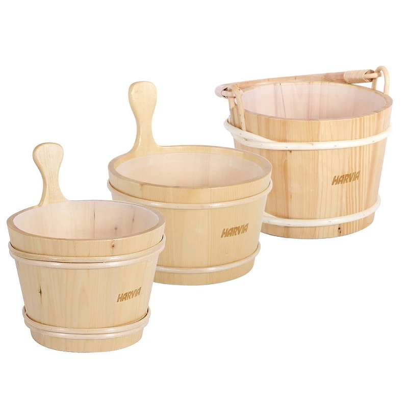  Harvia Wooden Sauna Buckets with Plastic Liner 4 Litre