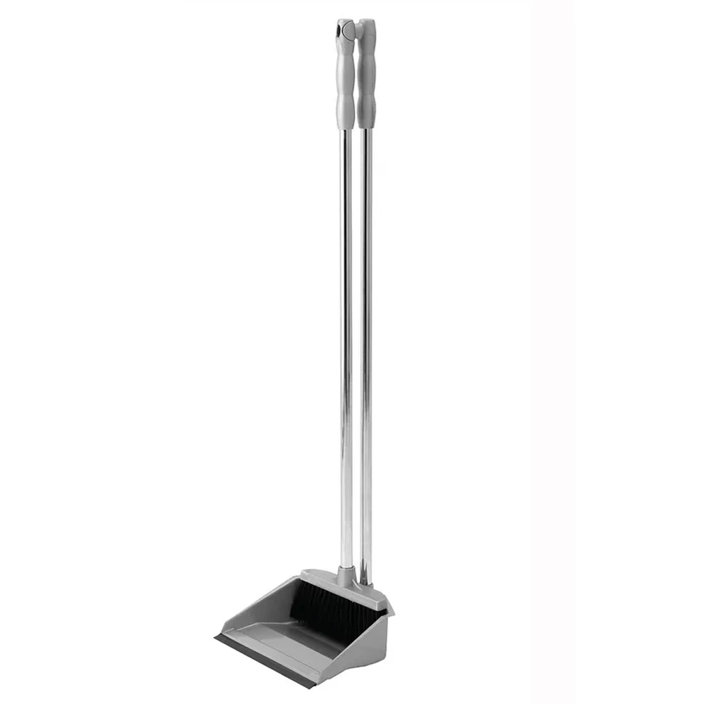 JanSan Long Handle Lobby Dustpan &amp; Brush Grey