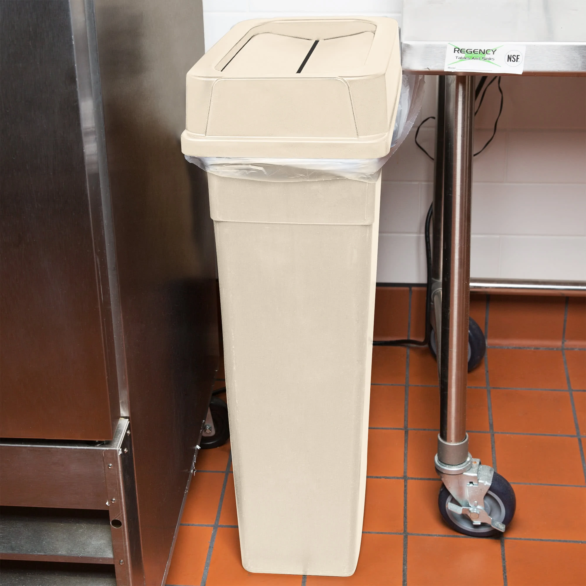 Continental Slim Wall Hugger 90 Litre Bin & Lid Beige