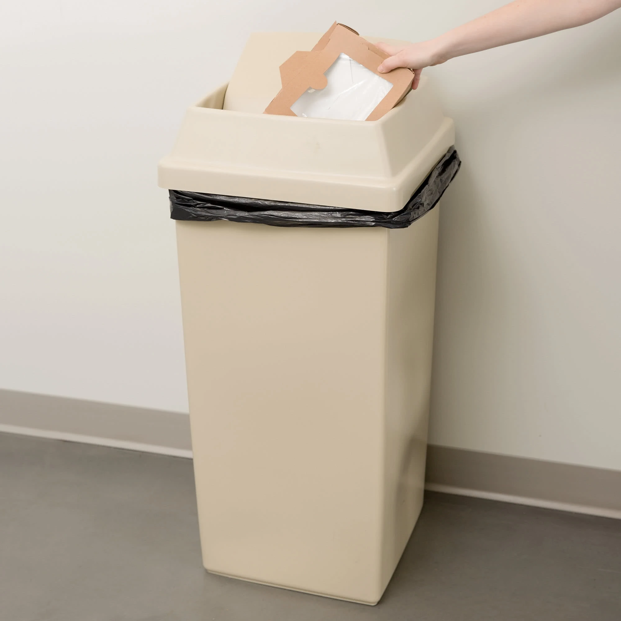 Continental Swingline Square 112 Litre Bin & Lid Beige