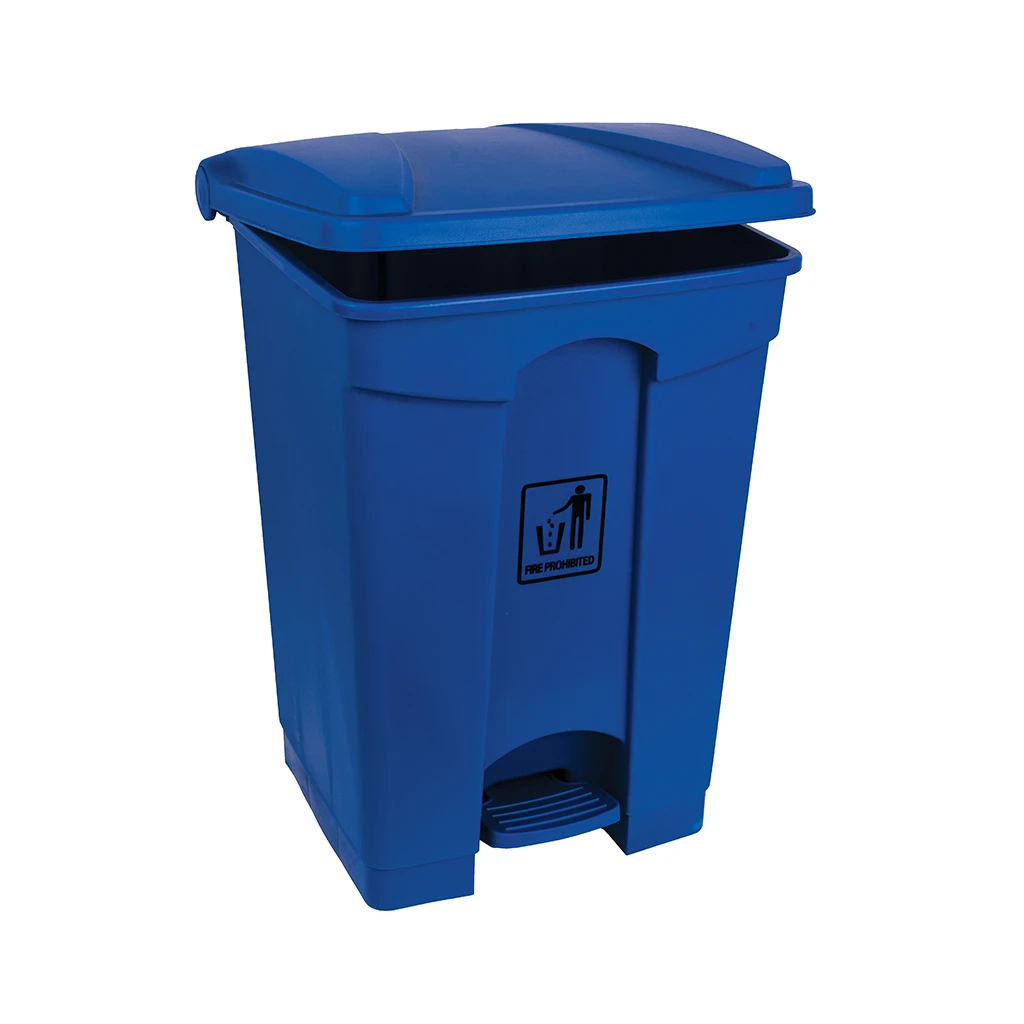  JanSan Front Step-On Polypropylene Bin 45L with Lid Blue