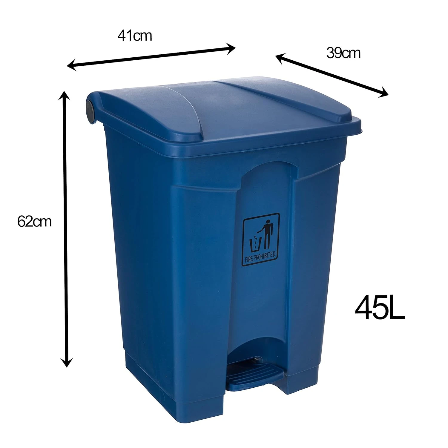 JanSan Front Step-On Polypropylene Bin 45L with Lid Blue