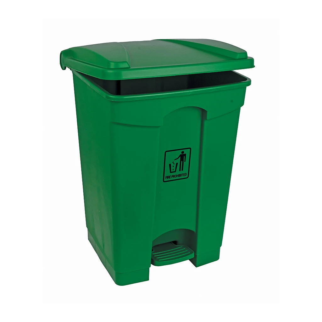 JanSan Front Step-On Polypropylene Bin 45L with Lid Green