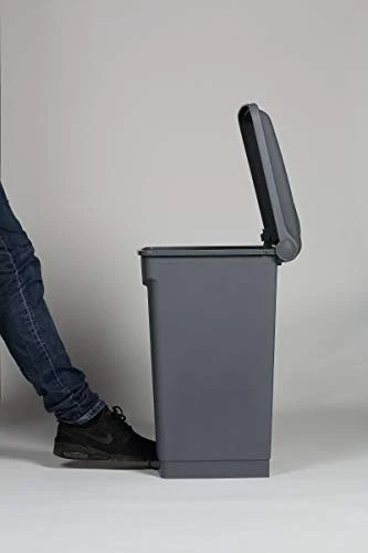 JanSan Front Step-On Polypropylene Bin 45L with Lid Grey