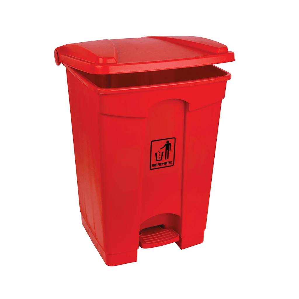 JanSan Front Step-On Polypropylene Bin 45L with Lid Red