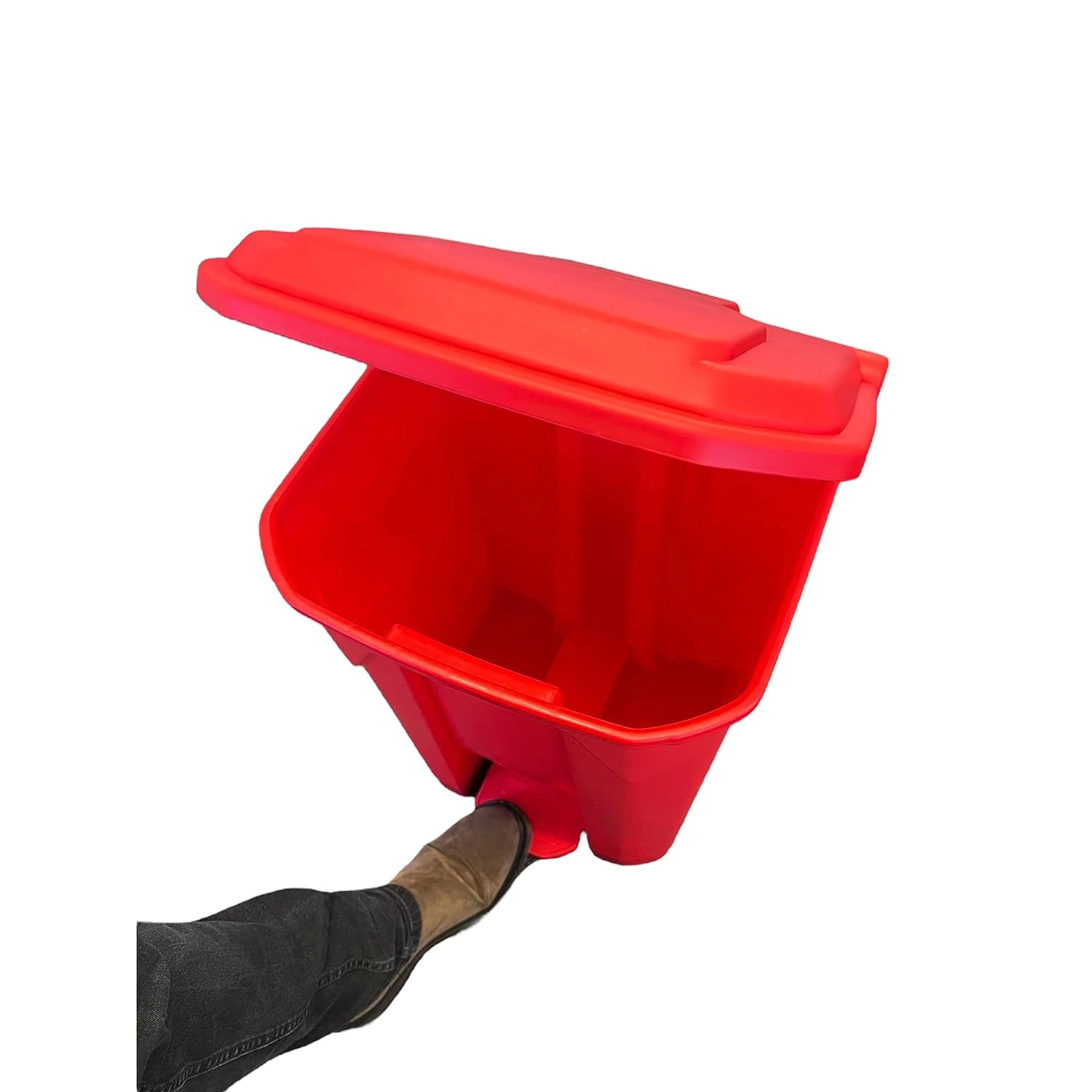 JanSan Front Step-On Polypropylene Bin 45L with Lid Red