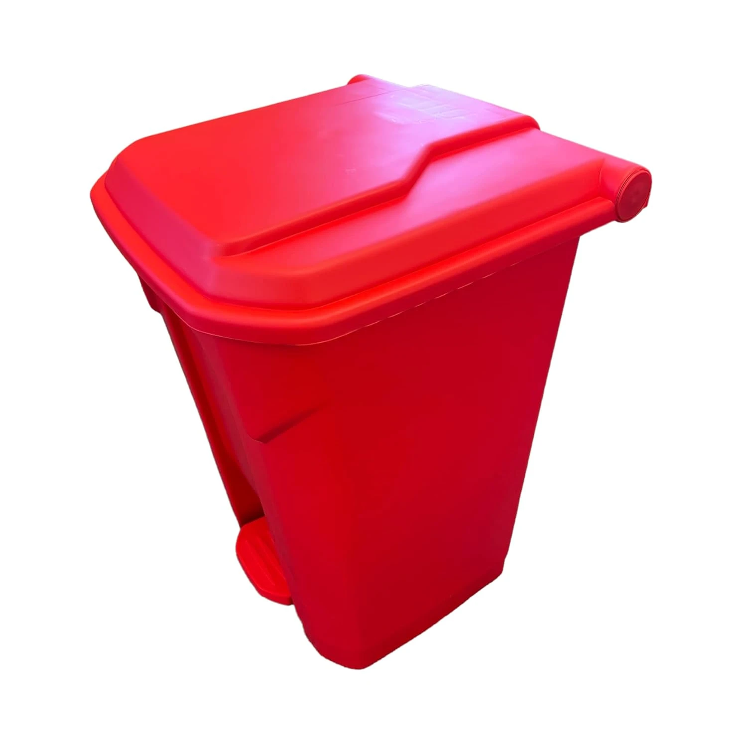 JanSan Front Step-On Polypropylene Bin 45L with Lid Red