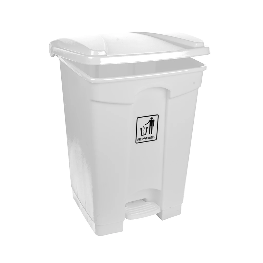 JanSan Front Step-On Polypropylene Bin 45L with Lid White