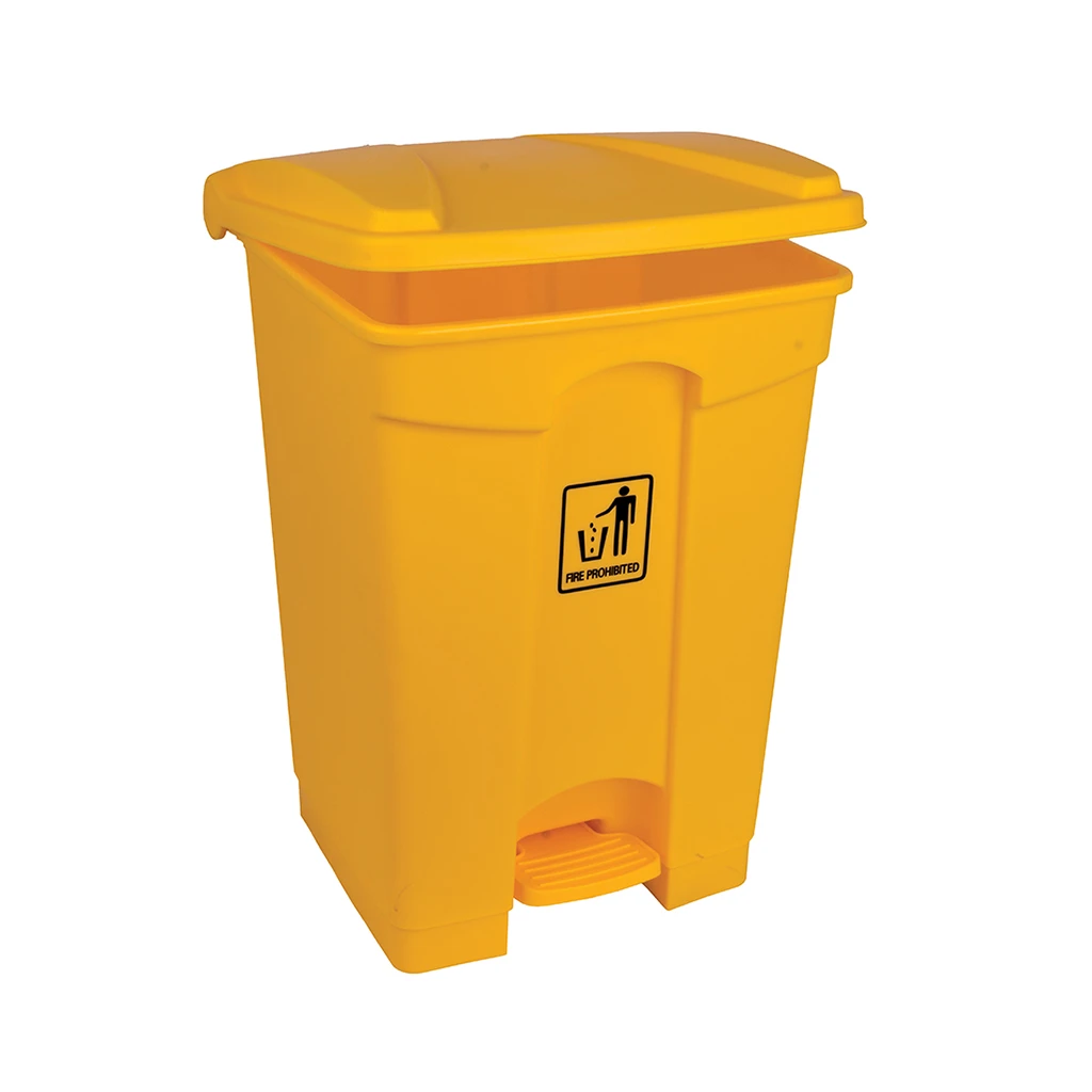 JanSan Front Step-On Polypropylene Bin 45L with Lid Yellow