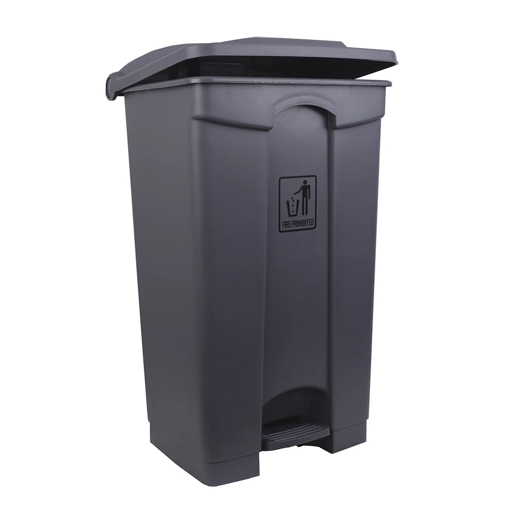 JanSan Front Step-On Polypropylene Bin 87L with Lid Grey