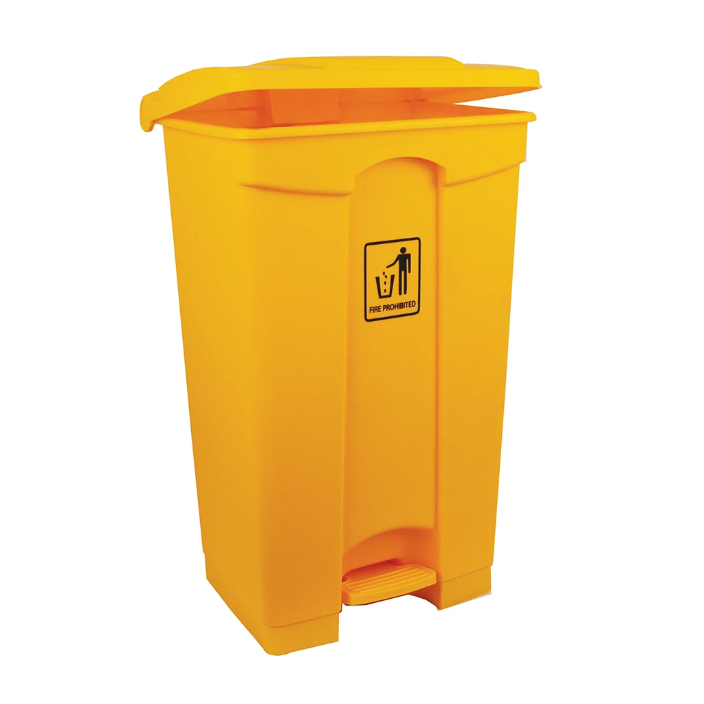 JanSan Front Step-On Polypropylene Bin 87L with Lid Yellow