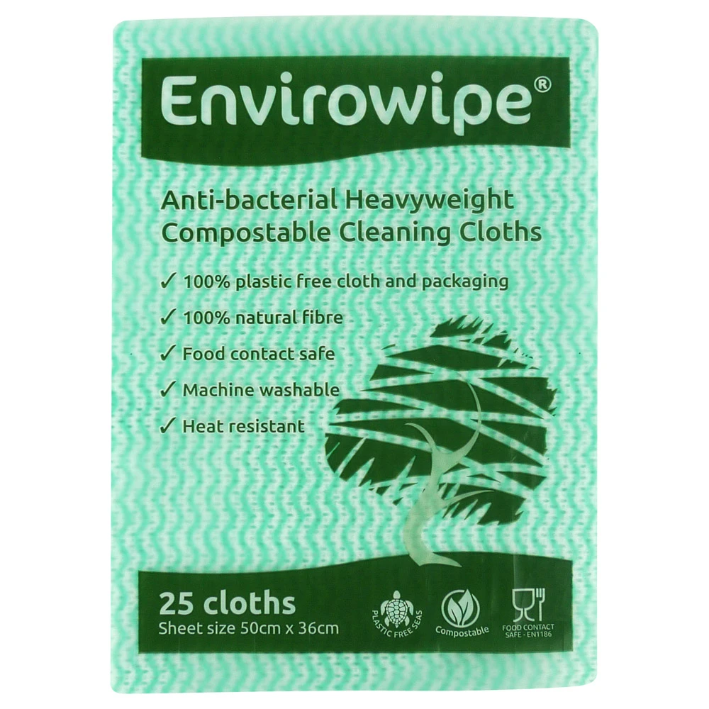  Envirowipe Anti-Bacterial Compostable Cleaning Cloths Green