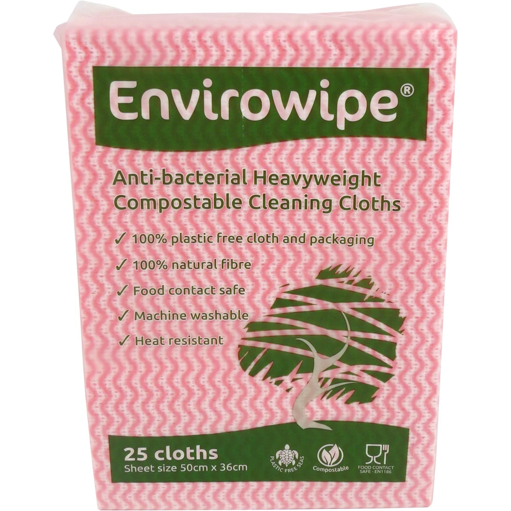 Envirowipe Anti-Bacterial Compostable Cleaning Cloths Red