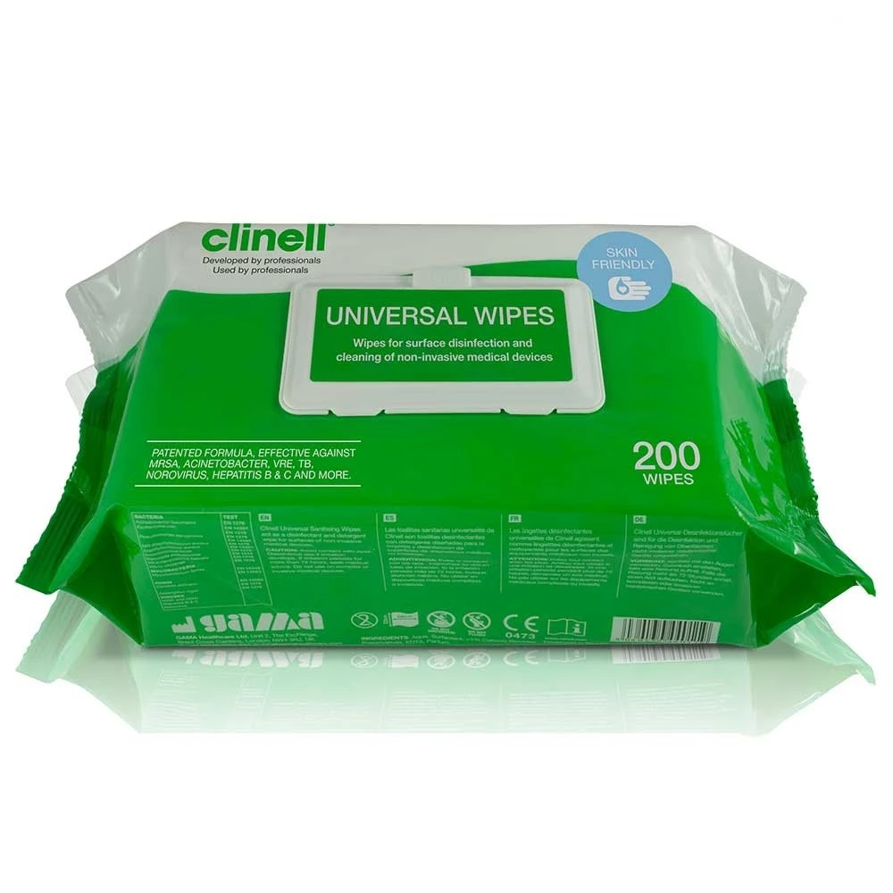  Clinell Universal Multi Purpose Sanitising 200 Wipes