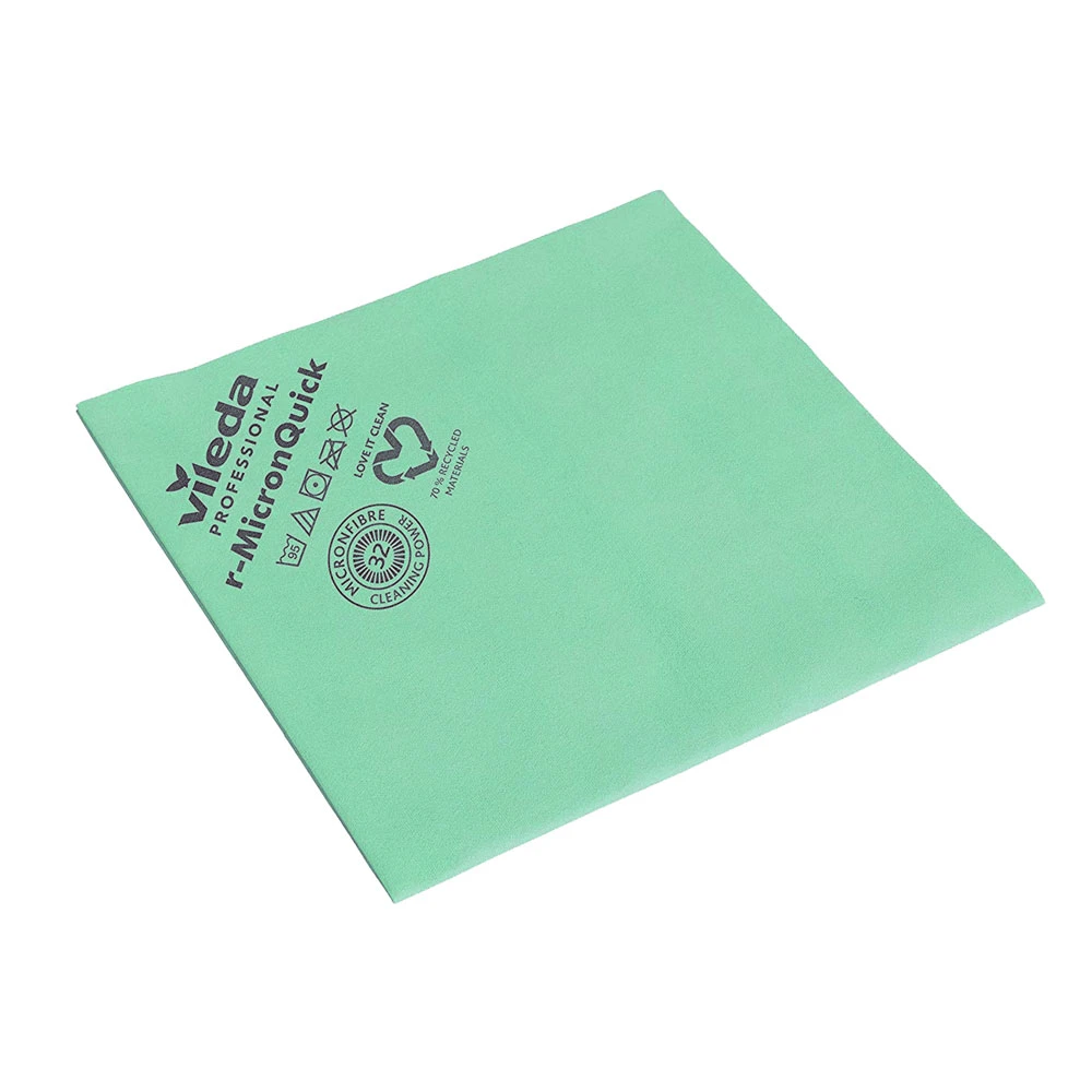  Vileda r-MicronQuick Recycled Durable Microfibre Cloths Green