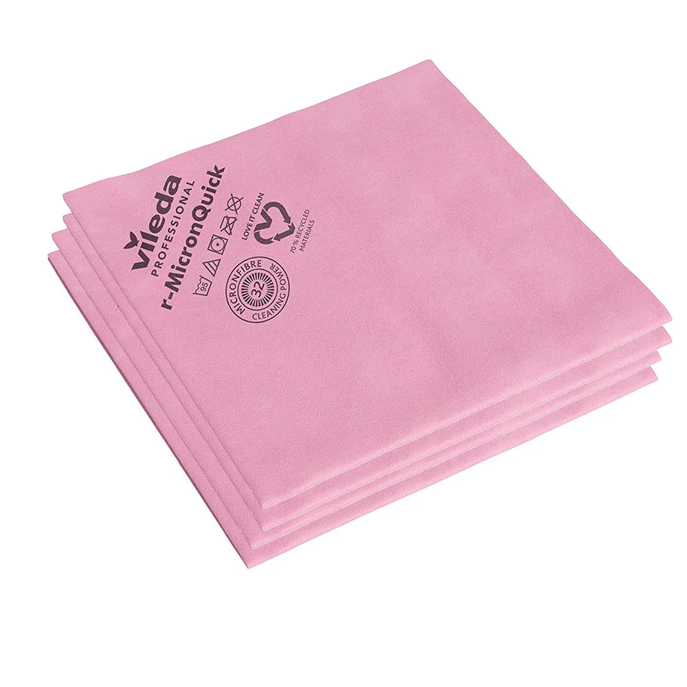 Vileda r-MicronQuick Recycled Durable Microfibre Cloths Red