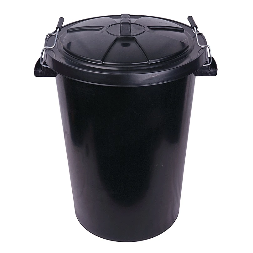 JanSan Polypropolene Dustbin 90L with Lid Black