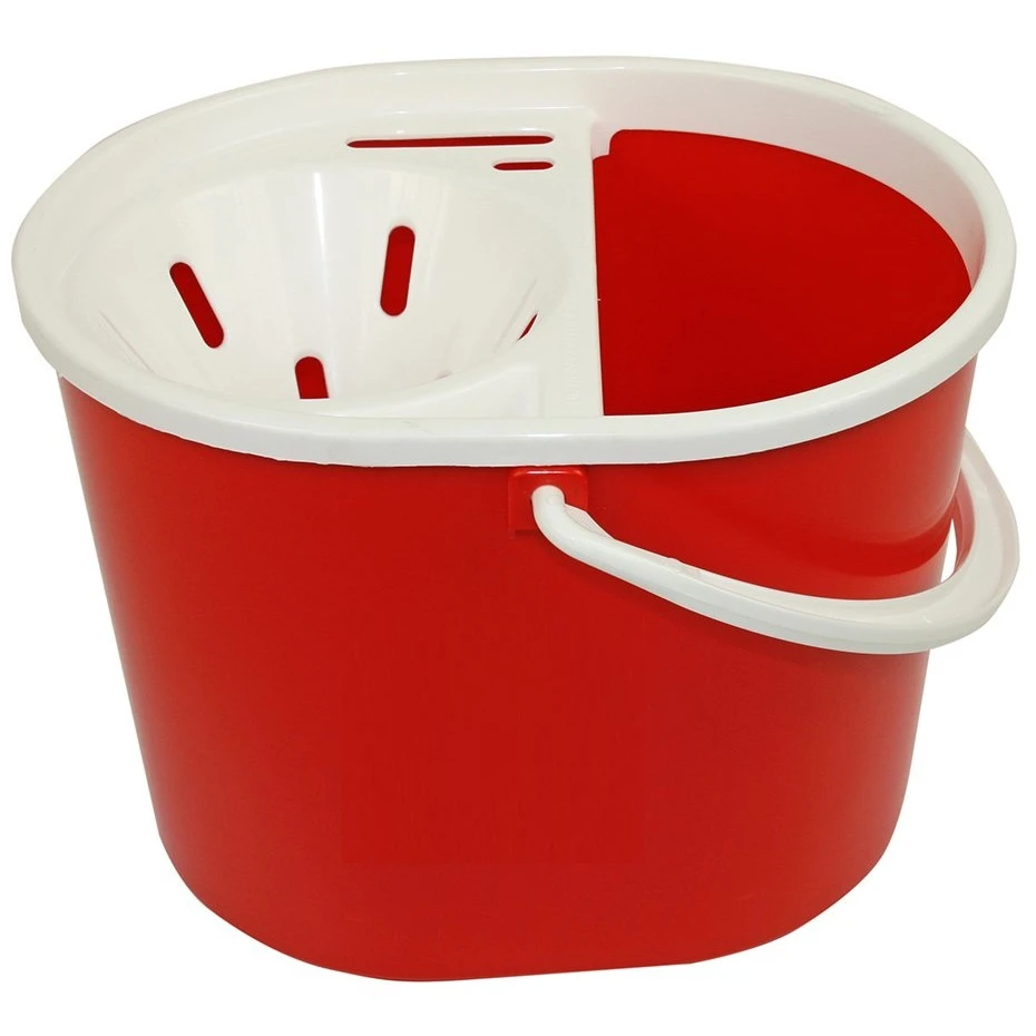  JanSan Oval Mop Bucket and Wringer 5 Litre Red