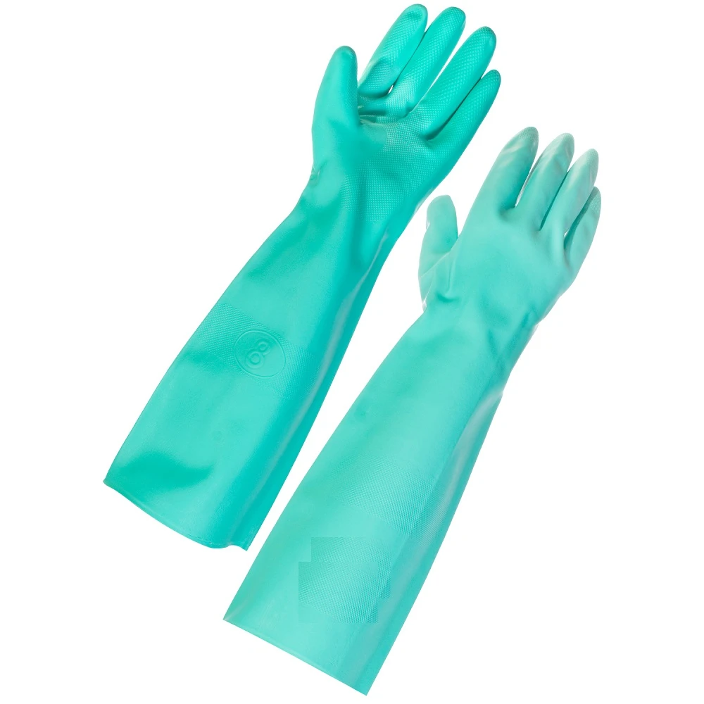 JanSan Nitrile Gauntlet Size 7 Green 33cm