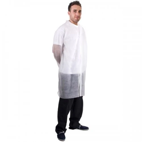  JanSan Visitors Non-Woven Coat With Velcro White Small