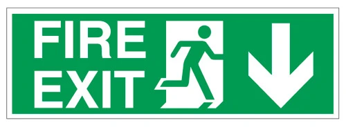  JanSan Sign Fire Exit Arrow Down Self -adhesive Vinyl